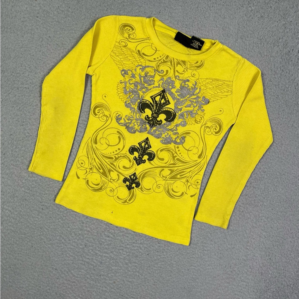 Kids vintage y2k affliction style long sleeve‎ thermal T-shirt